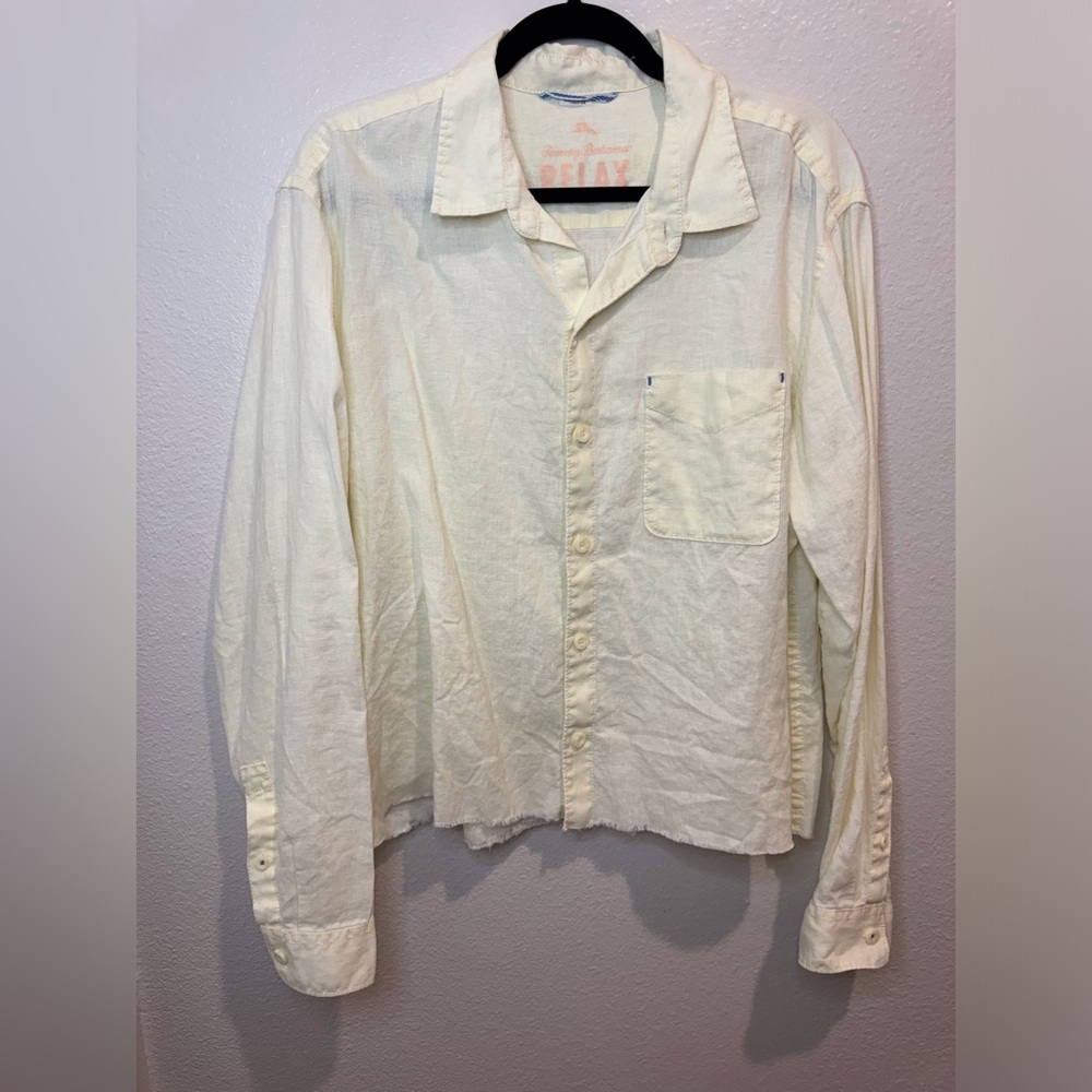 Tommy Bahama Men’s‎ Relax Linen Long Sleeve White Shirt Size L